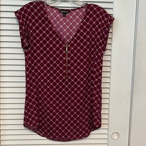 Express burgundy henley Cap Sleeve Blouse